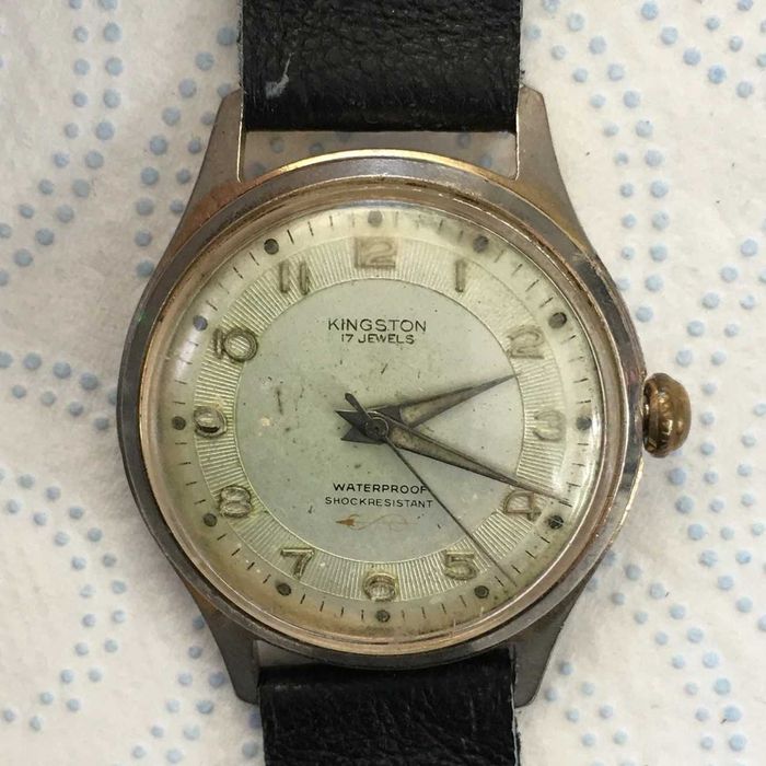 Męski zegarek Vintage KINGSTON 17j Antimagnetic Made in France sprawny bez serwisu