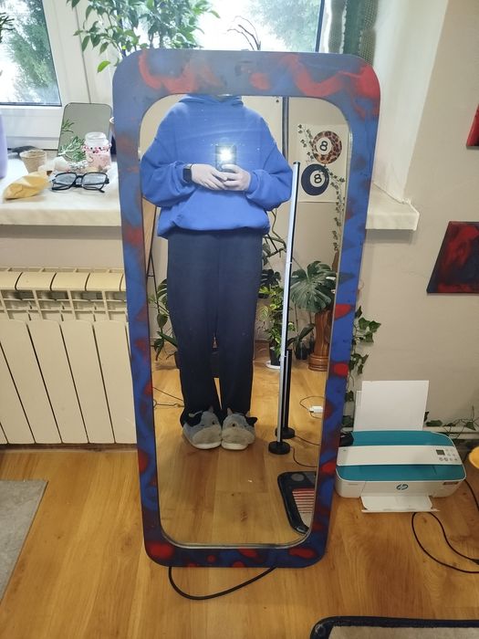 Lustro custom granatowo czerwone