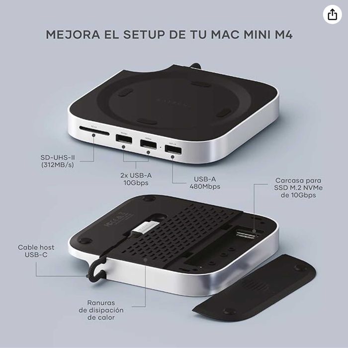 SATECHI Mac Mini M4 Hub e suporte com caixa SSD NVMe, Dock