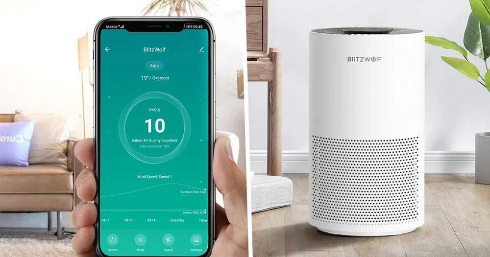 Purificador de Ar Inteligente BlitzWolf BW-AP1C (Filtro HEPA) – Novo