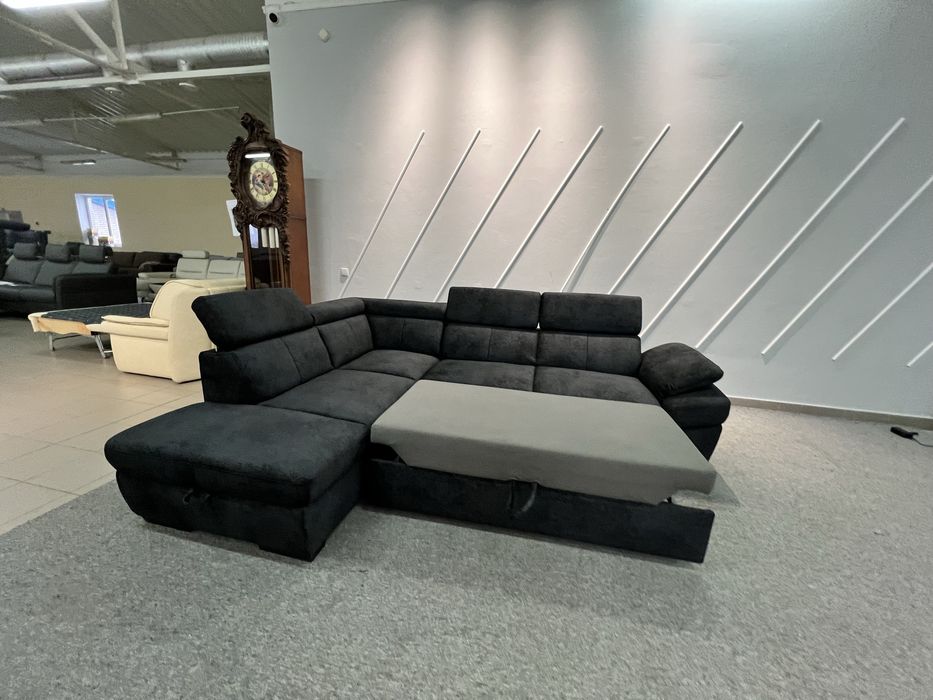 Виставковий стан новий диван кутовий розкладний з нішею тканина