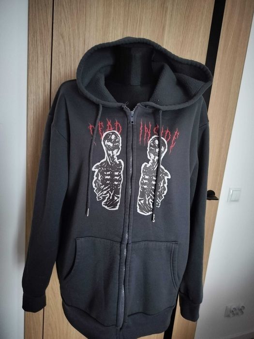 Romwe bluza męska XL halloween rozpinana ocieplana szara