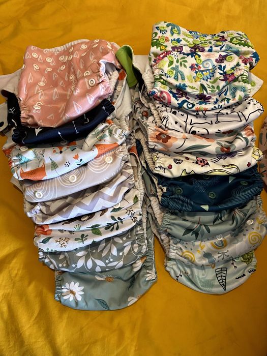 Mega Lote Fraldas de Pano Reutilizáveis (Bambino Mio, Petit Lulu, Elinfant) + Acessórios