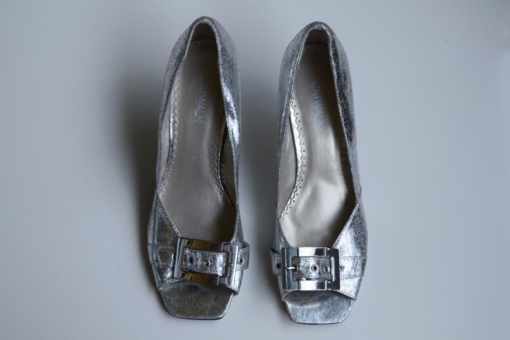 srebrne skórzane buty CATWALK roz.38