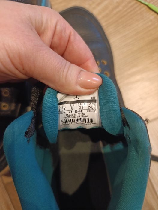 Buty Jordan sportowe za kostkę czarno turkusowe 39
