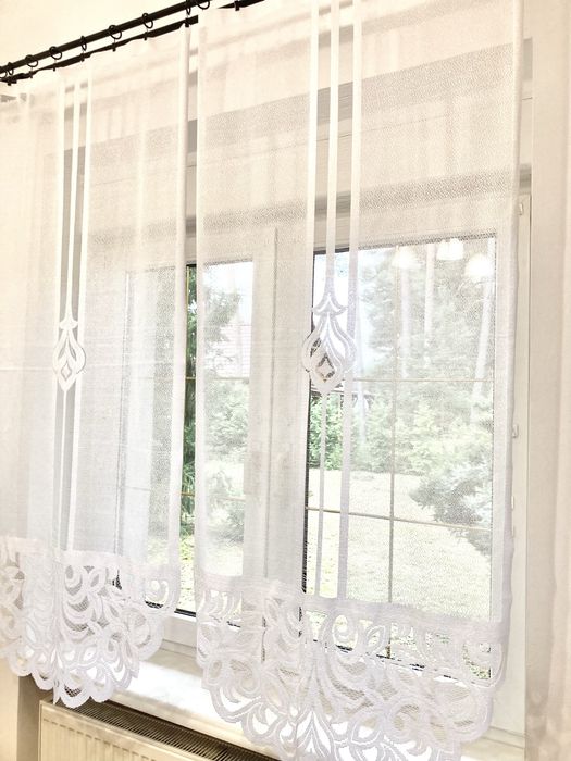 Eleganckie białe firanki 2 panele firanka komplet 2x75x160