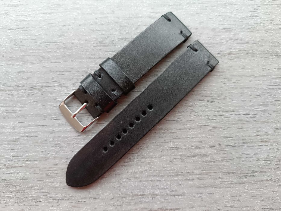 Czarny skórzany pasek zegarka 20 mm M