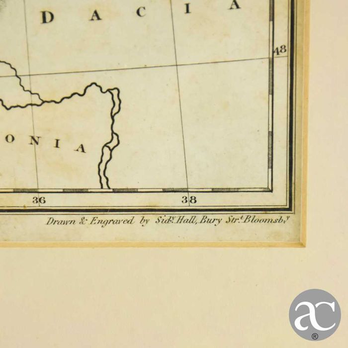 Gravura colorida “Germania Antiqua” do ano de 1821 com moldura