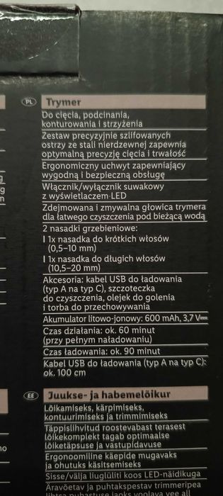 CIEN BEAUTY CBBT 3.7 A1, trymer/maszynka do włosów, NOWA