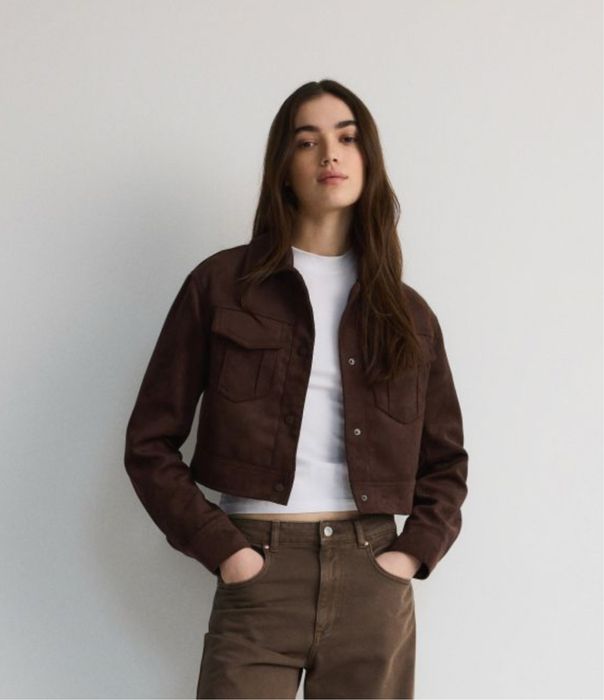 Шоколадний замшевий жакет куртка піджак Next р.S