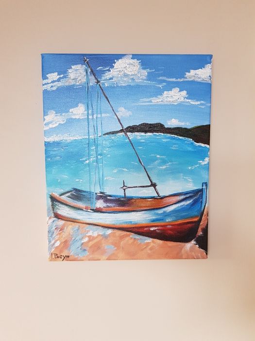 Obraz akryl na płótnie Łódka,  morze,  wybrzeże