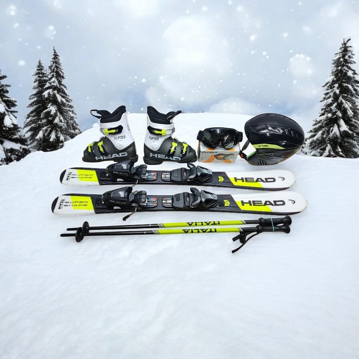 Komplet Narty 97 cm HEAD SUPER SHAPE Buty Head 30.5 Kijki Kask Gogle