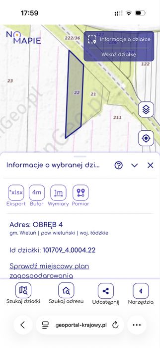 Dzialka w wieluniu