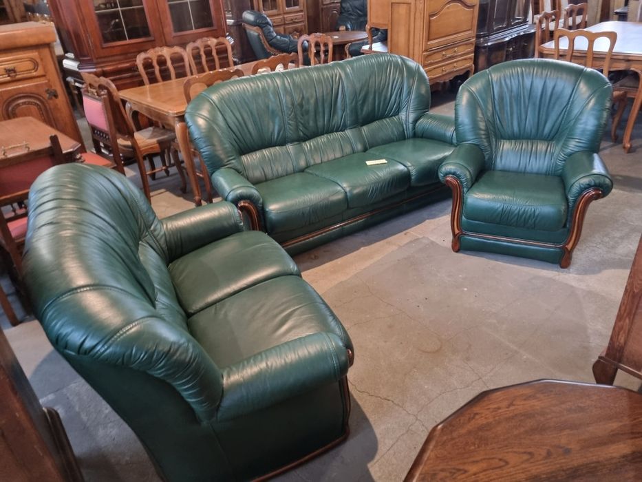 komplet wypoczynkowy ze skóry naturalnej