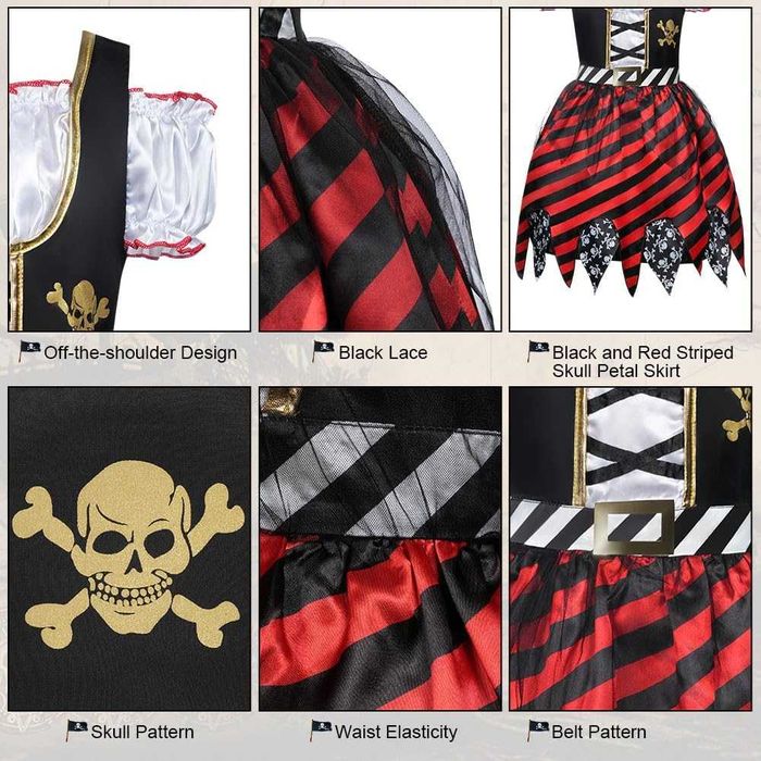 Strój piratki dziecięcy KORSARKA pirat PIRACI karnawał BAL 122 cm K525