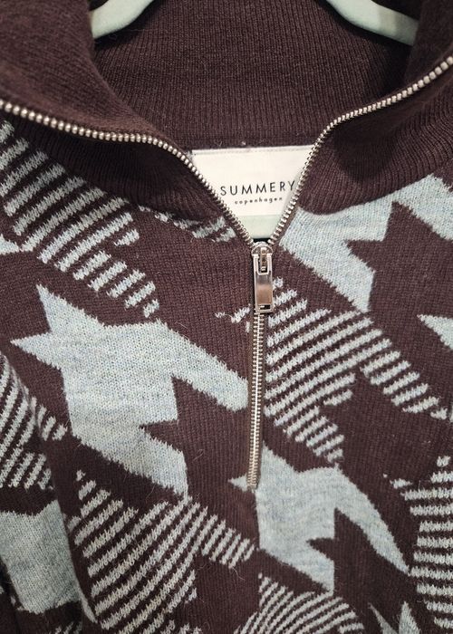 Brązowy niebieski sweter Summery Copenhagen wełna