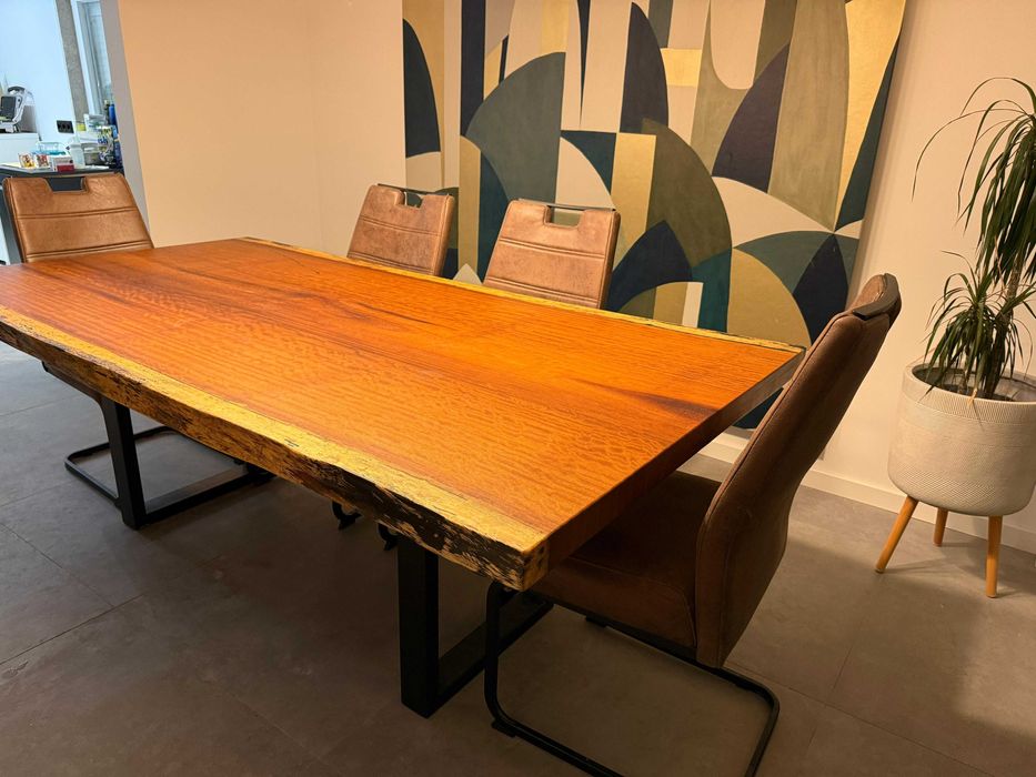 Mesas rústicas em prancha única.Mesa de jantar em madeira maciça sob Medidas.Solid wood dining table
