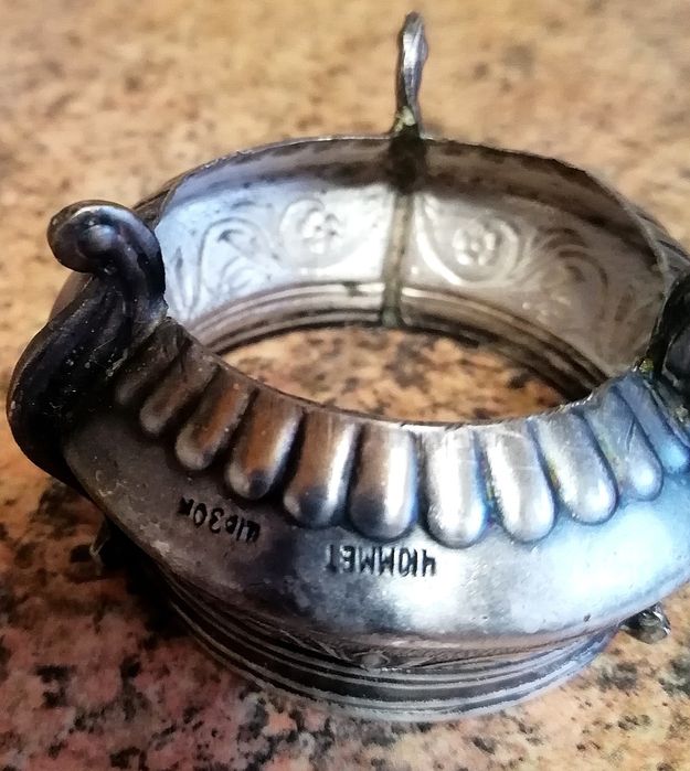 Горчичница с ложечкой. Мельхиор.