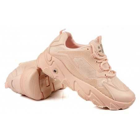 Sportowe sneakersy na grubej podeszwie różowe r 37