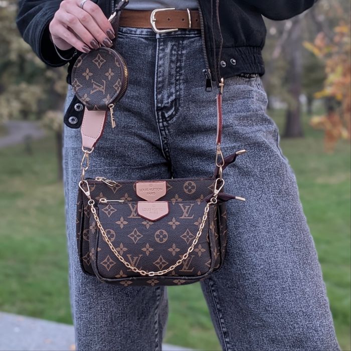 Хіт! Сумка Louis Vuitton 3 в 1 (Multi Pochette) / Базова кросбоді / Луі Вітон / Monogram / клатч