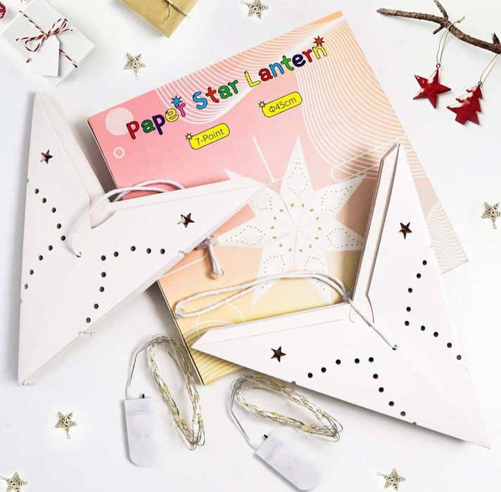 2szt Papierowe świecące gwiazdy do zawieszenia