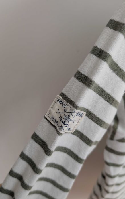 Bawełniana bluzka w paski Joules 38 M – khaki longsleeve, breton, preppy