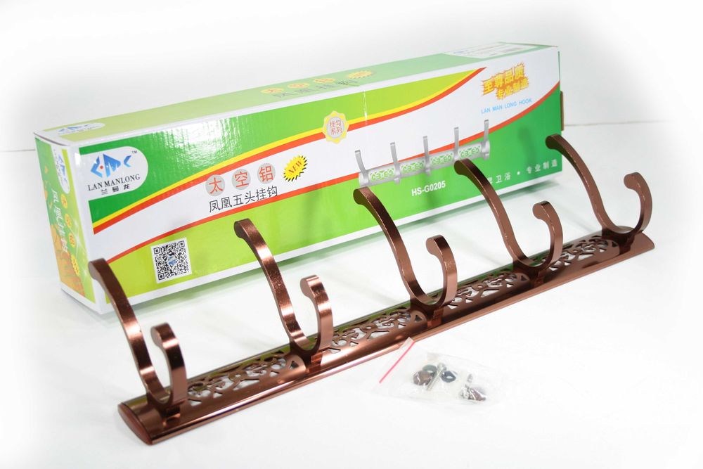 Вішалка настінна під мідь 5 гачків (50см)