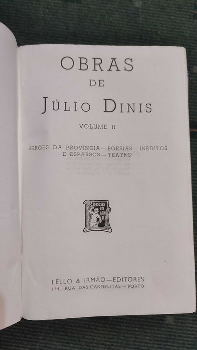 Obras de Júlio Dinis - 2 Volumes - Edição Lello & Irmão