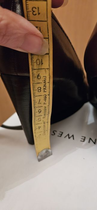Nine West skórzane czółenka na koturnie r.37 brąz