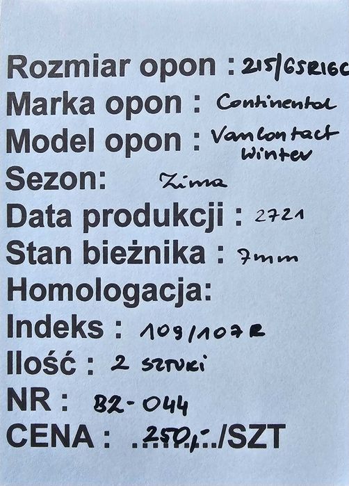 215/65R16C Continental Van Contact Winter Zima
