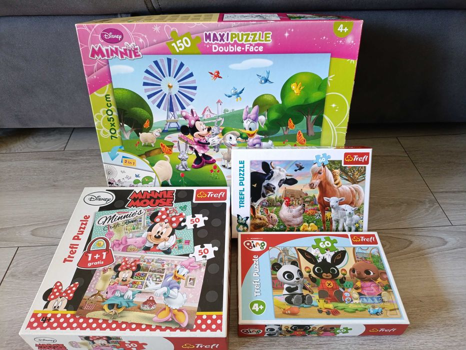 Puzzle 4+ Minnie (2x50), Bing (60), Wieś (60) Trefl