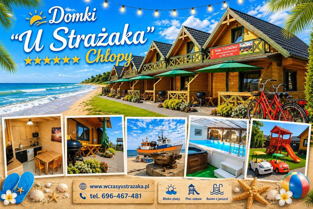 Domki "U Strażaka" w Chłopach (podgrzewany zadaszony basen i jacuzzi, 500 m do morza