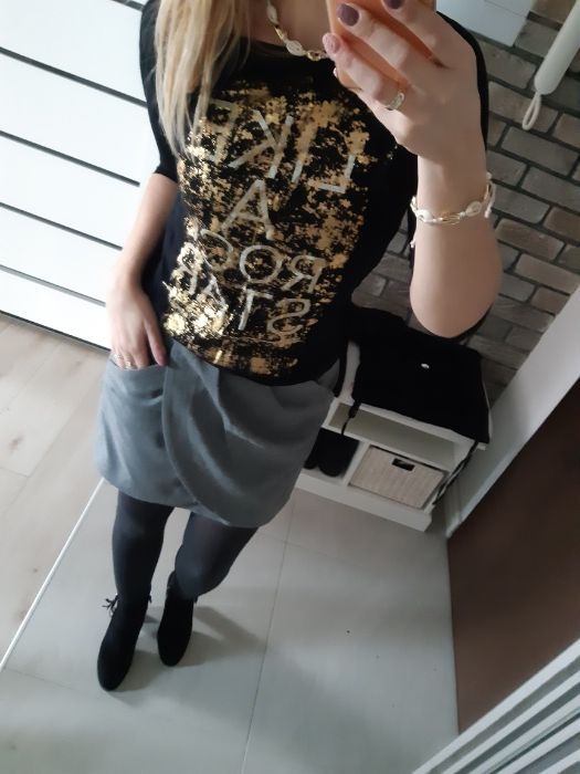 Spódnica siwa szara z zamkiem Mohito 34