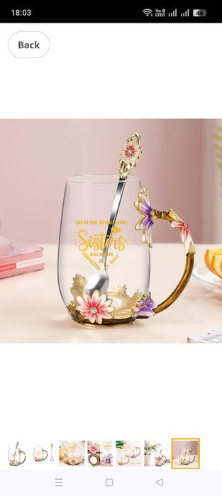 Piękna elegancka szklanka KUBEK dla siostry prezent