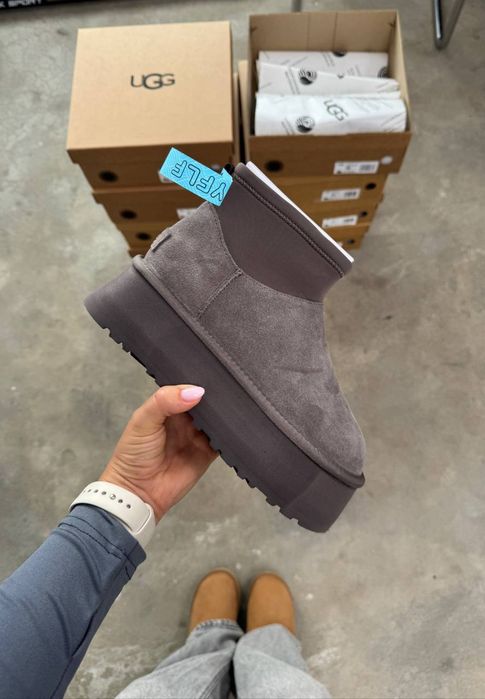 Угги жіночі UGG dipper boots grey 5см