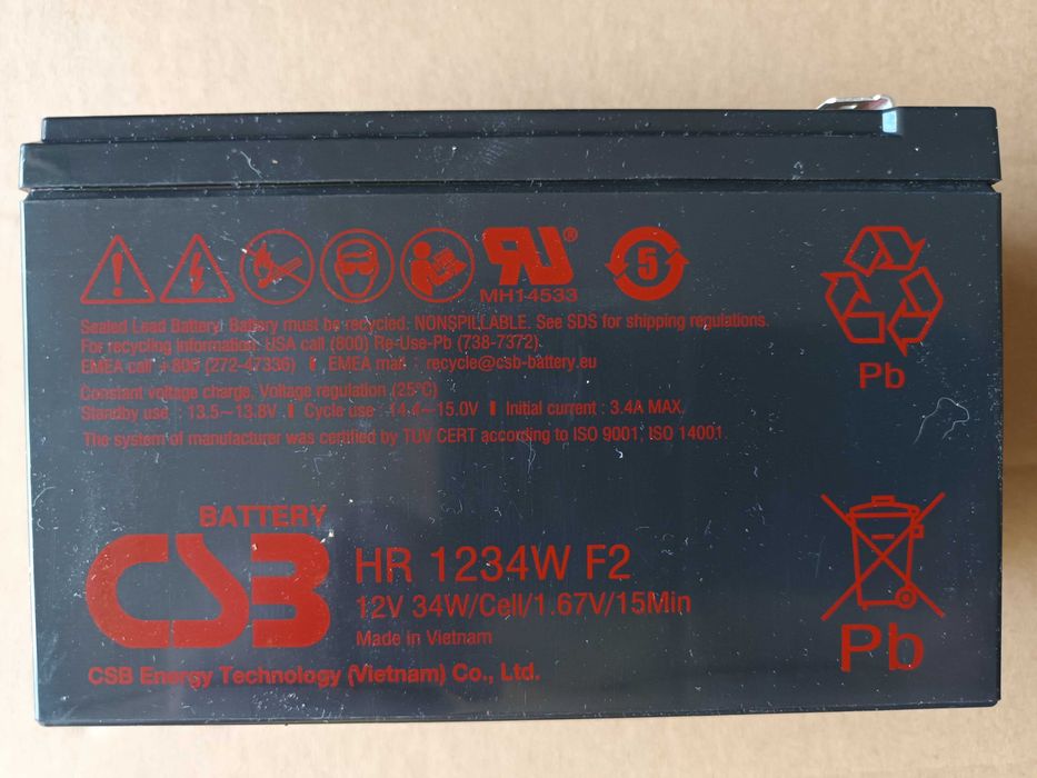 akumulator żelowy AGM CSB HR1234WF2 12V 9Ah
