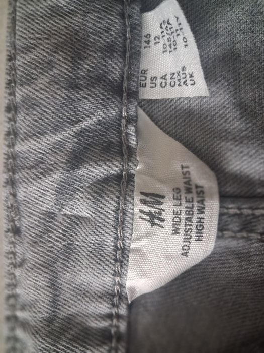 Szare dżinsy 146 H&M Wide leg