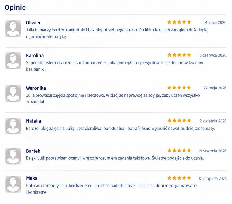 Korepetycje z Matematyki Online - duże doświadczenie