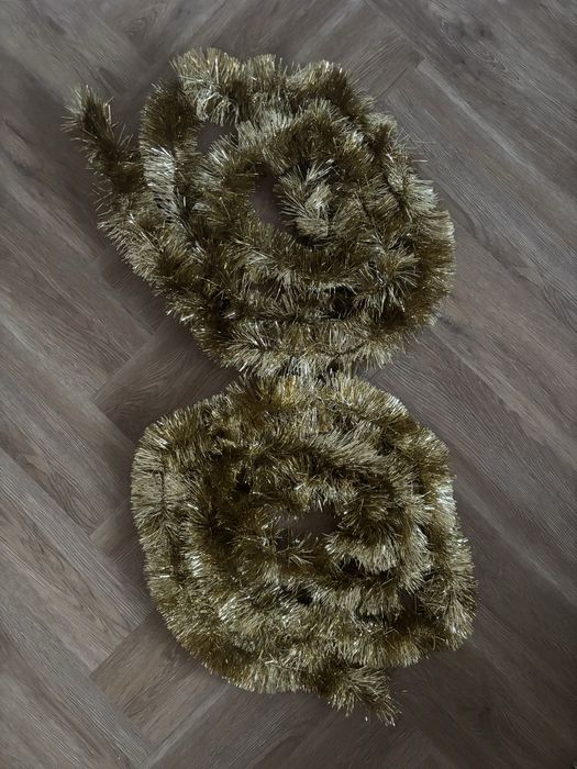 girlanda choinkowa błyszczący łańcuch złoty gruby zestaw 2 sztuki 3 m