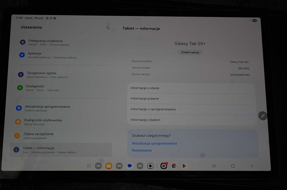 Tablet Samsung Galaxy Tab S9+ 12.4" 12GB/256 GB Stan idealny Gwarancja