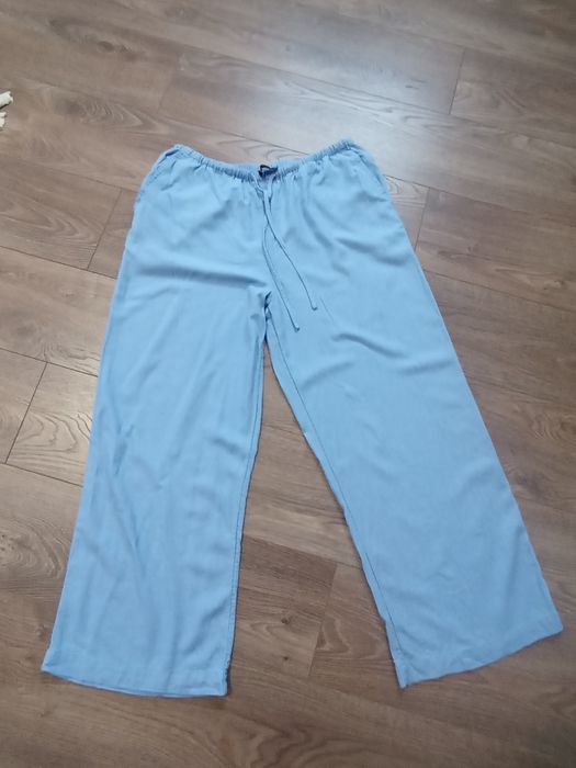 Широкі брюки , штани літні , натуральна тканина блакитні