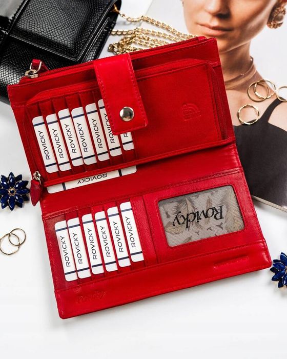 duży portfel damski ze skóry naturalnej - rovicky