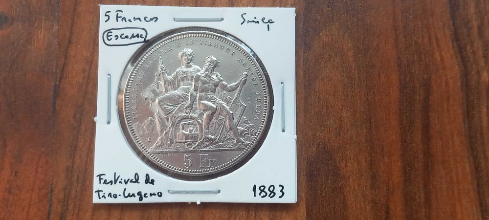 Moeda 5 Francos Suíça 1883-Festival de Tiro de Lugano