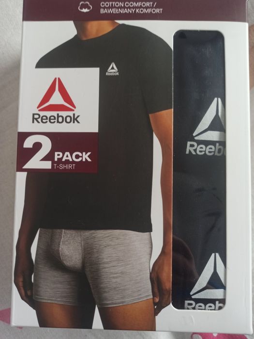 Reebok 2-pak koszulek bawełnianych czarnych w rozm. XL kartonik Nowe