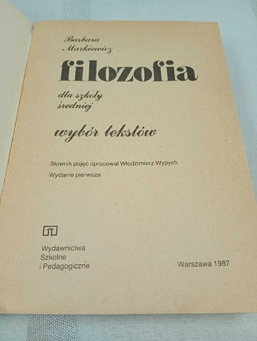 Filozofia do szkoły średniej. Barbara Markiewicz