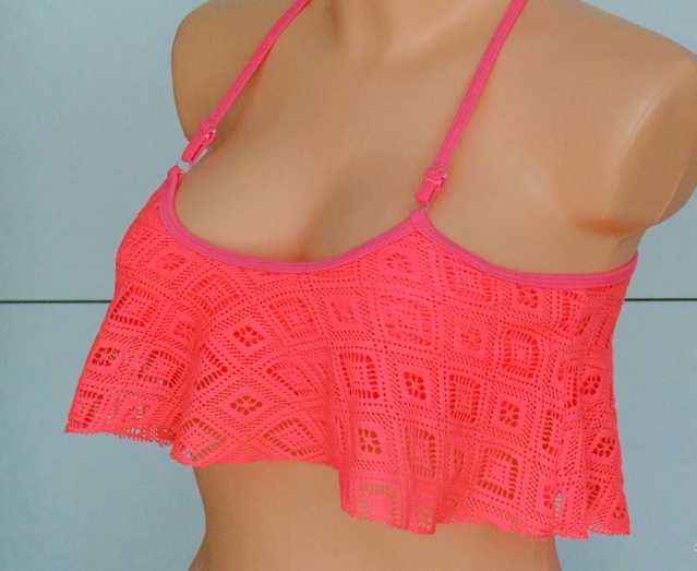 UNIQ neonowy miękki plażowy stanik z falbanką S/M