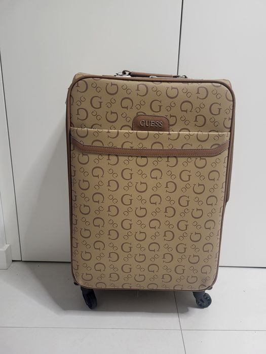 Guess NOWA walizka podróżna logo Elisa travel mocha beżowa bagaż torba