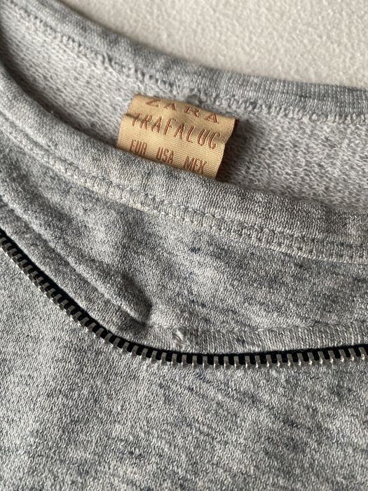 Bluza szary melanż z ozdobnym zamkiem ZARA M
