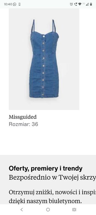 Sukienka jeansowa missguided r.36