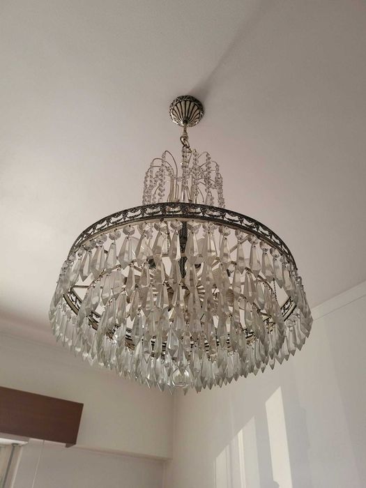 2 Candeeiros prateados de Cristal